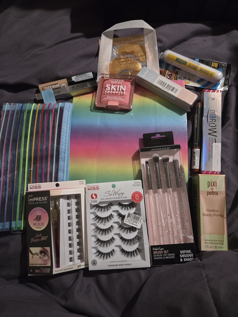 Kiss & Pixi Rainbow Makeup Bag Set - Multicolor